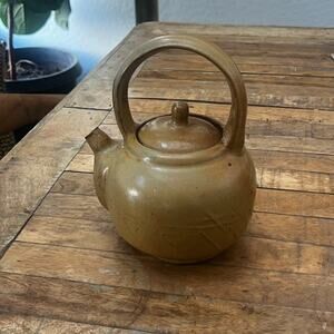Handmade Studio Art Pottery Teapot 8.5" Lidded Brown Tones Signed By Artist